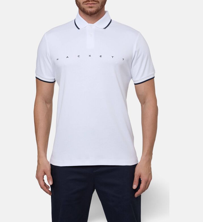 Hackett London Button Placket Regular-fit Polo, White, Xl, Model View