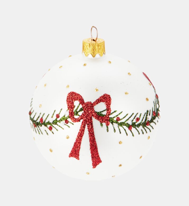 Home Deco and More Xmas Ball Glass, White, 10-cm, Packshot View