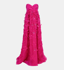 Flower-applique Maxi Gown