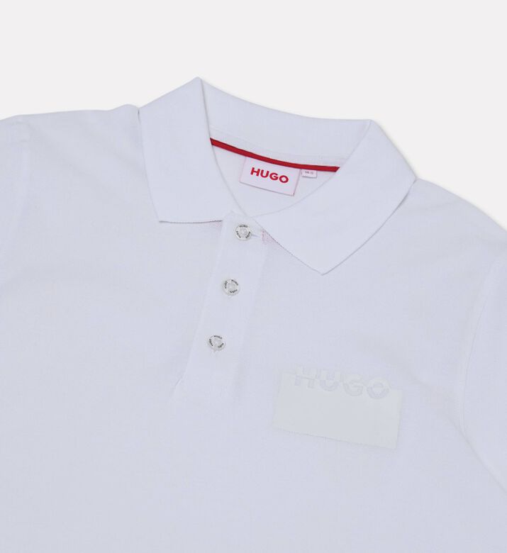 Hugo Cotton Pique Chest Logo Short-sleeve Polo Shirt, White, 14y, Packshot View