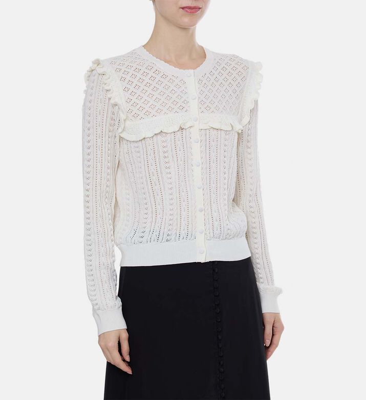 Ruffle Collar Knitted Cardigan
