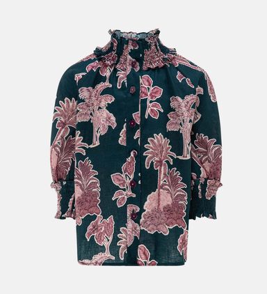 Long-sleeve High-neck Blouse