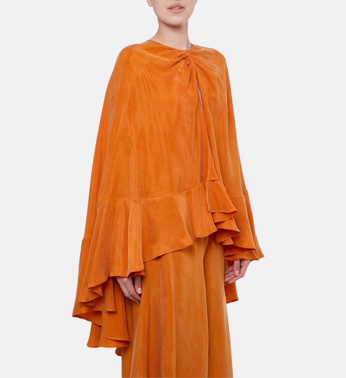 Niluu Ruffle Hem Sleeveless Cape, Model View