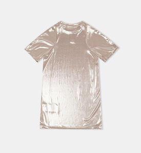 فستان قصير بطبعة لوغو ميتاليك