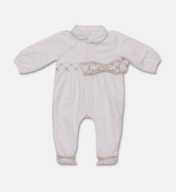 My First Collection Patterned Bow Long-sleeve Rompersuit, Packshot View