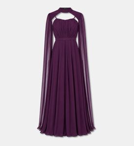 Suzy Matar Cape-overlay High-neck Gown, Packshot View