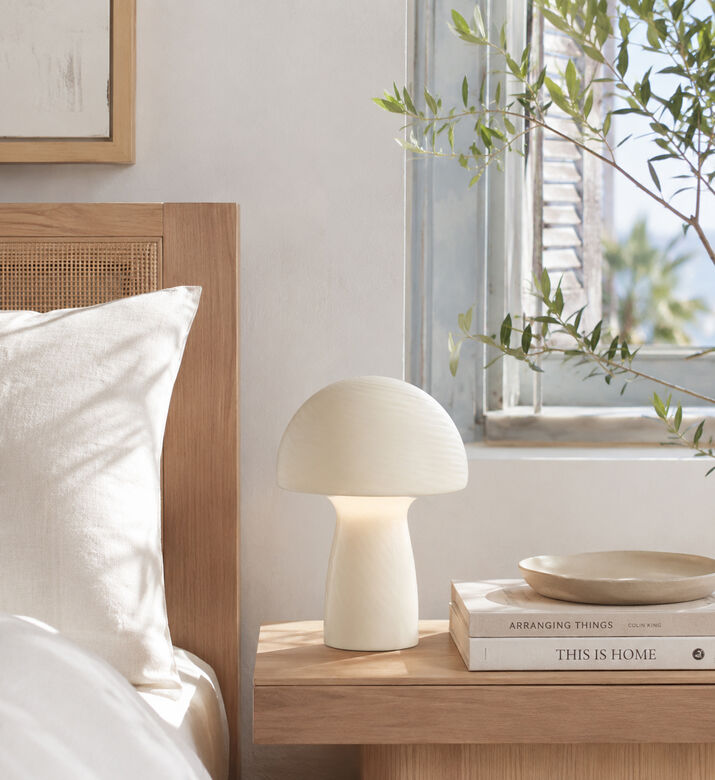 Cozy Glass Mushroom-shaped Table Lamp, Yellow, 18.5-cm, Packshot View