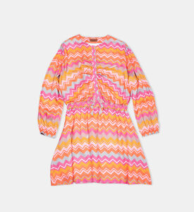 Elastic Waistband Zig-zag Woven Dress