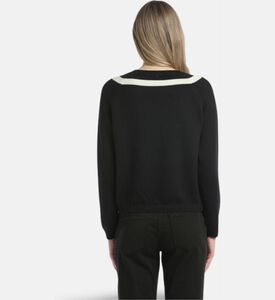 Luisa Spagnoli Malfa Intarsia Bow Boat-neck Pullover, Model View