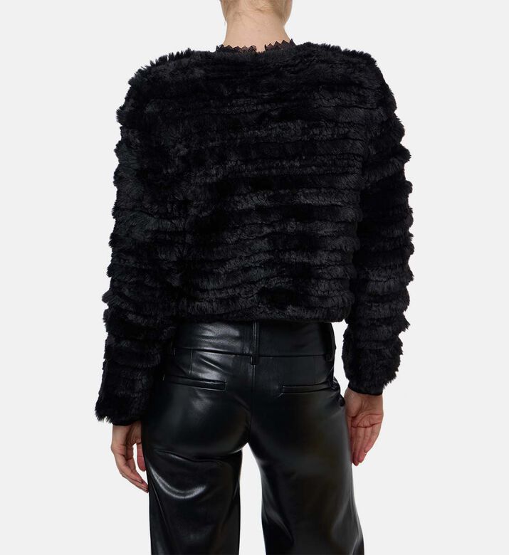 Alice and Olivia Faux Fur Long-sleeve Jacket, Model View