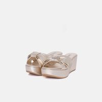 Gold Knotted Wedge Platform Sandals