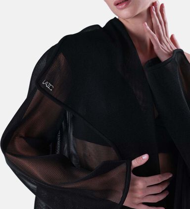 Floor-length Mesh Trench Coat