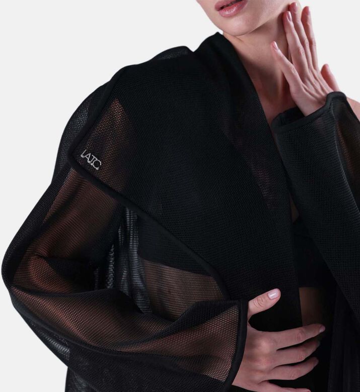 Floor-length Mesh Trench Coat