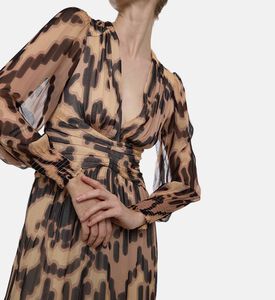 Ba and Sh Amor Abstract-print Long-sleeve Dress, Model View