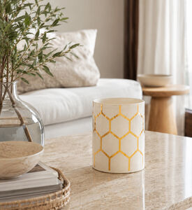 Nour Bougie Abelha Honey Comb Scented Candle, White, 12-cm, Packshot View