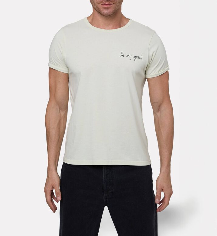 Maison Labiche Poitou Be My Guest Embroidered T-shirt, Off-white, L, Model View