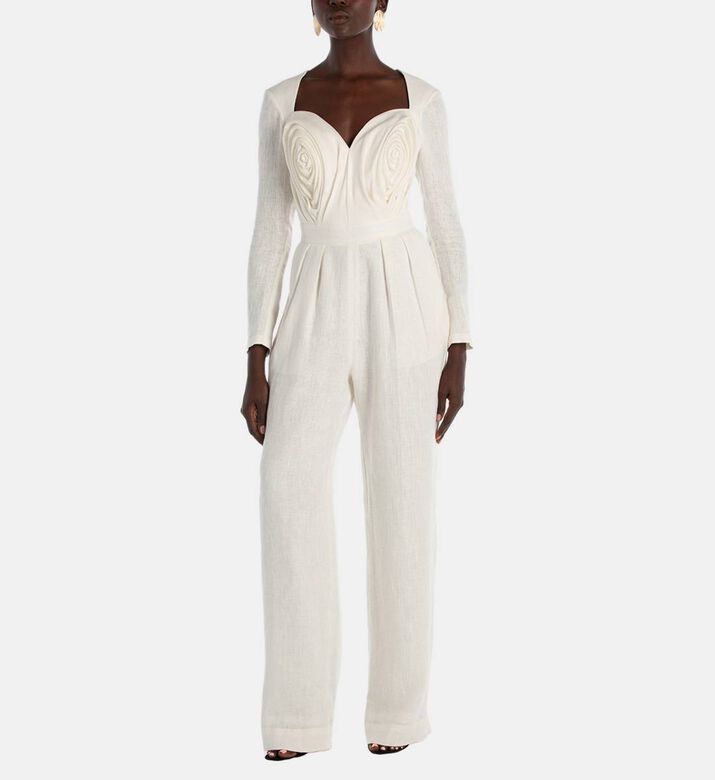 Linen Pleated Corset Sleeve Jumpsuit