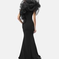 One-shoulder Sculptural Ruffle-detail Gown