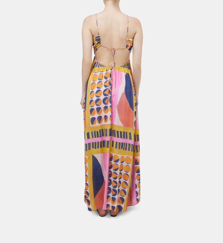 فستان مولي طويل فضفاض بنقشة