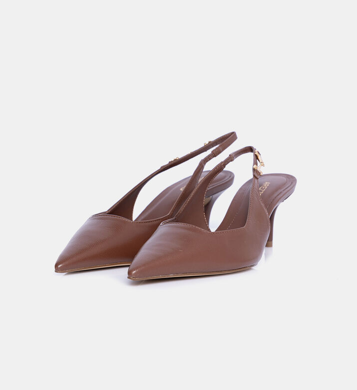 Leather Slingback Heels Pumps