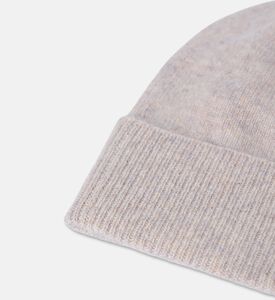 Galeries Lafayette Rib-knit Turn-up Beanie Hat, Beige, Fs, Packshot View