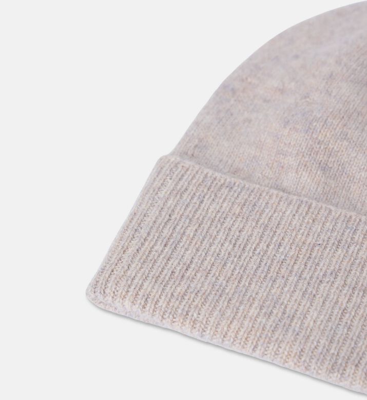 Galeries Lafayette Rib-knit Turn-up Beanie Hat, Beige, Fs, Packshot View
