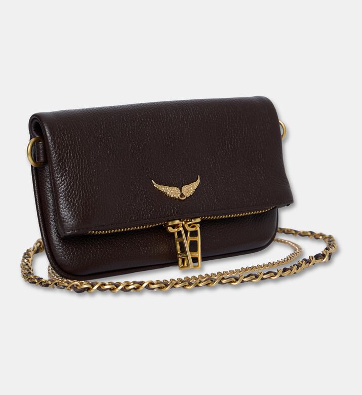 Zadig et Voltaire Embellished Logo-detail Crossbody Flap Bag, Dark-brown, Packshot View