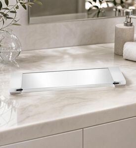 Decor Walther Chrome Square Clear Glass Tray, Model View