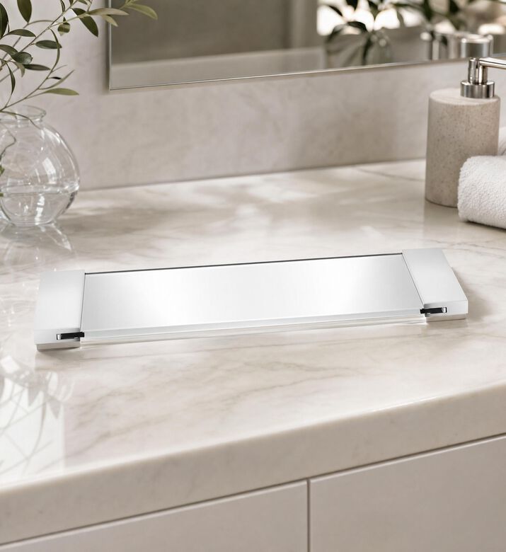 Decor Walther Chrome Square Clear Glass Tray, Model View