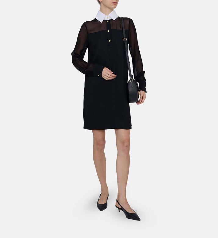 فستان بنمط قميص طويل الأكمام بأزرار أمامية فستان بنمط قميص طويل الأكمام بأزرار أمامية