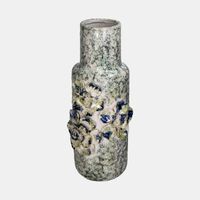 Long Flower Engraved Vase - 16.5 X 14.5 X 39 Cm