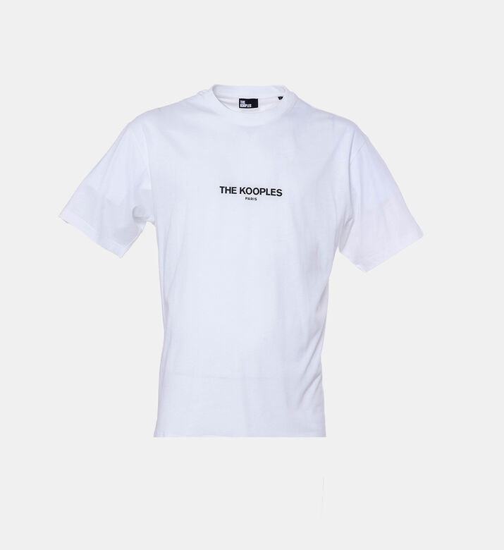 تيشيرت قطن بطبعة لوغو وقصة عادية