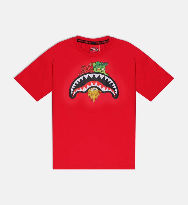 Sprayground Sharks-in-paris Characters Sneaking T-shirt, Red, 16y, Packshot View