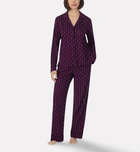 DKNY Striped Long-sleeve Pajama Set, Model View