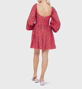 Heart-print Balloon-sleeve Mini Dress