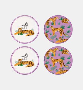 طقم قواعد أكواب 4 قطع بطبعة على كاملها