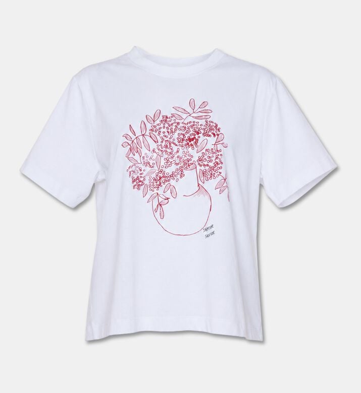 Samsoe Cotton Crewneck T-shirt, White, M, Packshot View