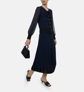 Edward Achour Paris Lace Trim Pleated Midi Skirt, Model View