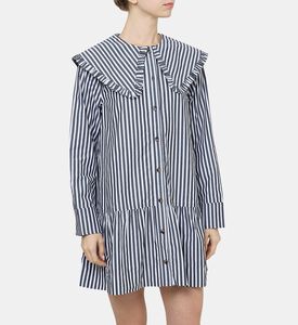 فستان بنمط قميص قطني مخطط قصير