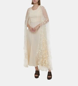 Cape -sleeve Crape Tulle Dress Cape -sleeve Crape Tulle Dress
