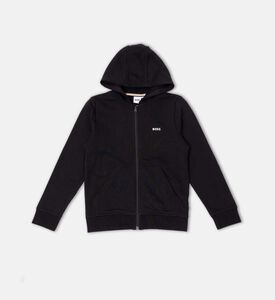 هودي بأكمام طويلة بطبعة شعار بسحّاب