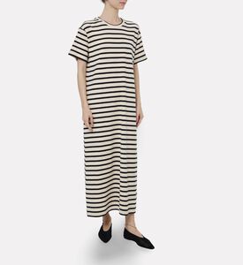 Jil Sander Ribbed Cotton Jersey Multistrip Dress, Model View
