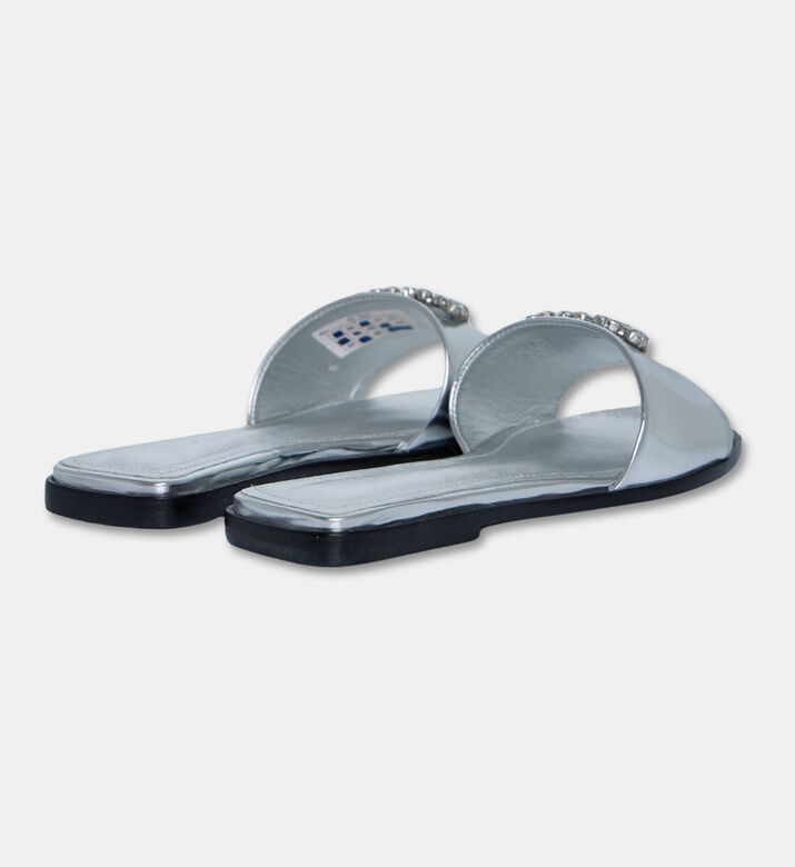 Schutz Crystal Buckle Slide Sandals, Silver, Eu-39, Packshot View