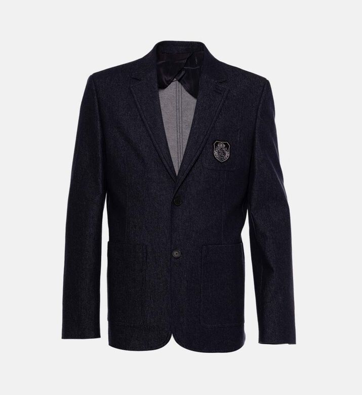 جاكيت بدلة بمظهر دنيم بصف أزرار واحد