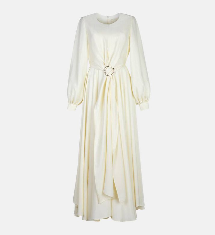 Long-sleeve Drape Dress