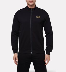EA7 Zip-up Logo Cotton Sweatshirt, Gold, M, Model View