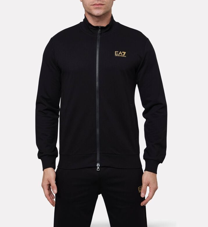 EA7 Zip-up Logo Cotton Sweatshirt, Gold, M, Model View
