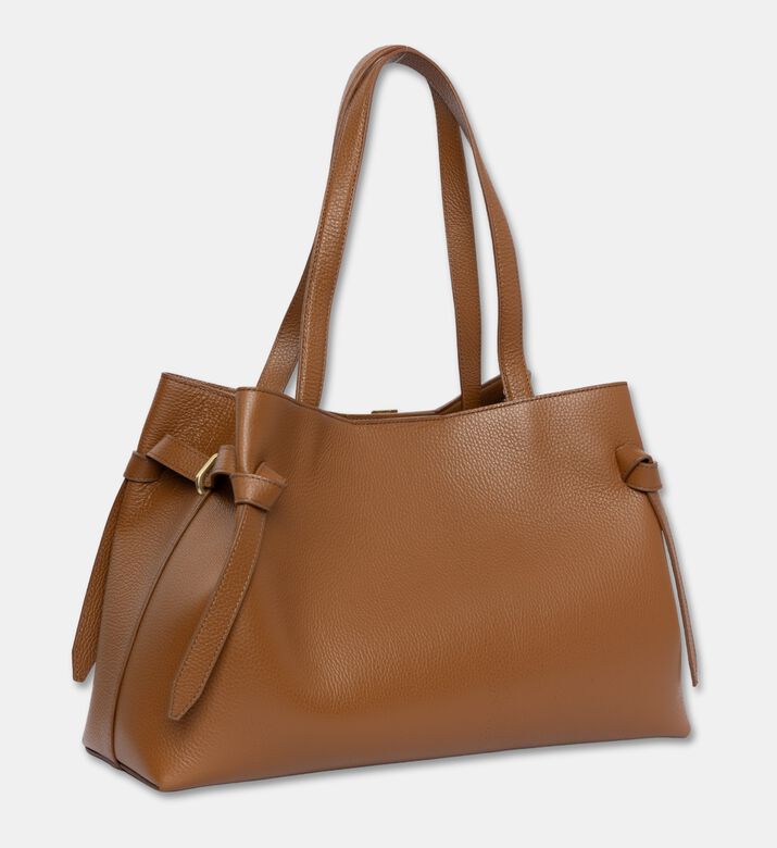 Yuzefi Gyoza Leather Top Handle Tote Bag, Brown, Packshot View