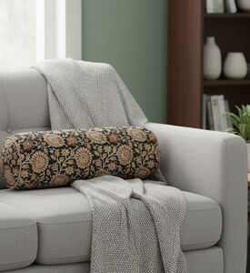 Home Deco and More Lakshmi Tube Cotton Filled And Vaccumed Cushion, Black, Packshot View