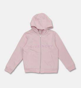 Givenchy Logo Print Hooded Fleece Cardigan, Pink, 10y, Packshot View